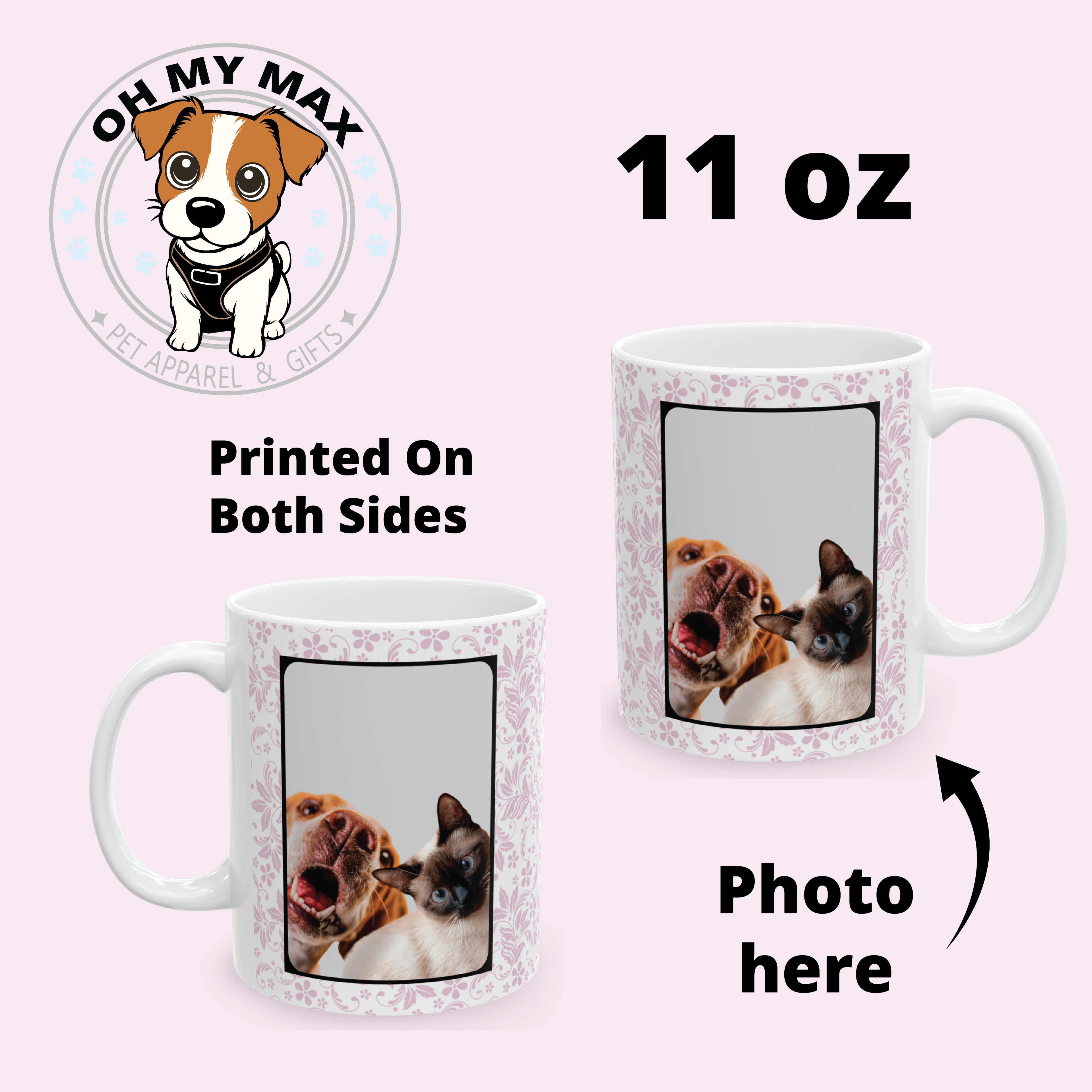Mug, Personalized Photo Mug – Custom Coffee Cup with Your Picture on Both Sides – Gift for Mom, Dad, Friends, Pet Lovers