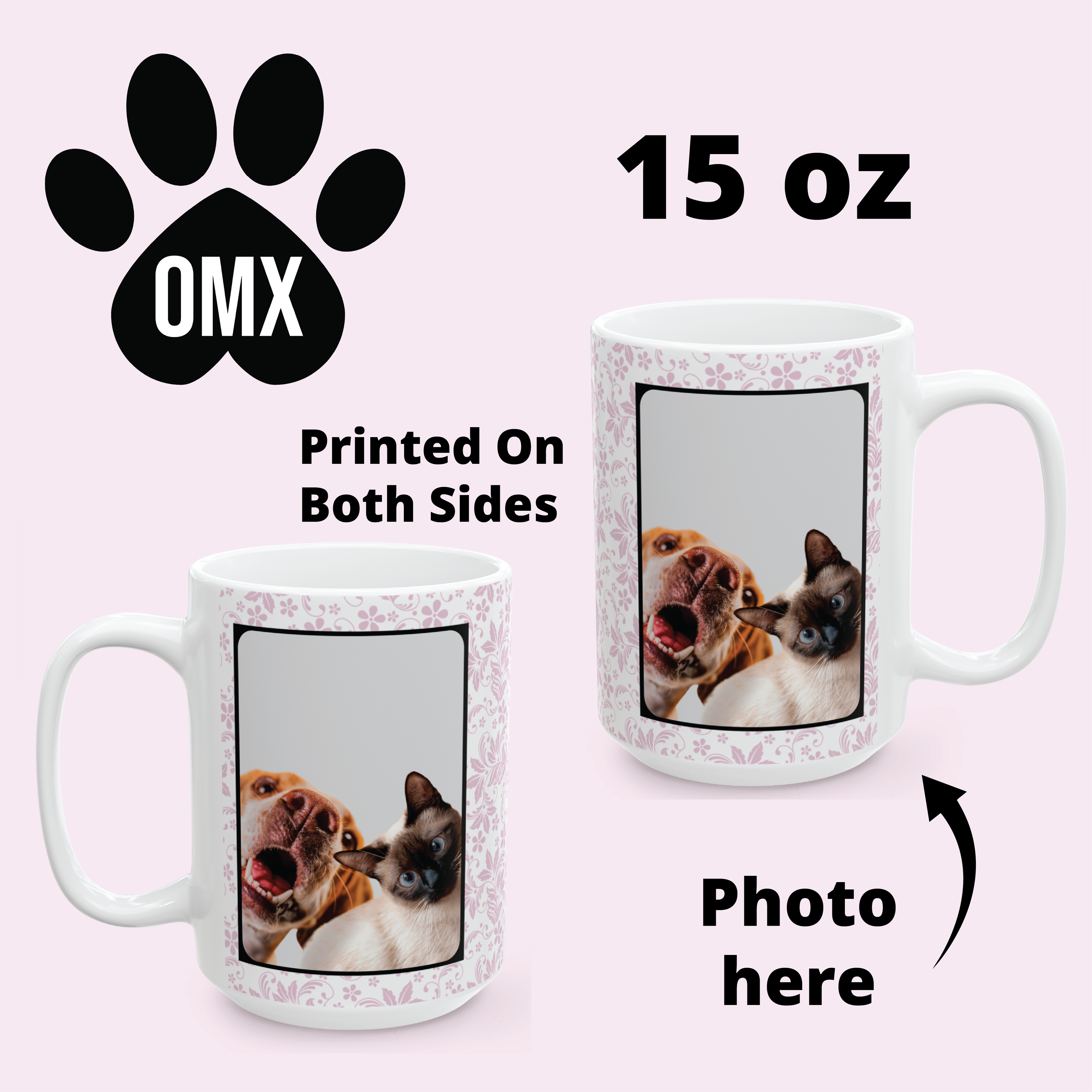 Mug, Personalized Photo Mug – Custom Coffee Cup with Your Picture on Both Sides – Gift for Mom, Dad, Friends, Pet Lovers