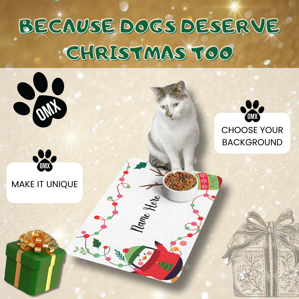 Personalized Pet Food Mat – Custom Name Placemat for Dogs & Cats, Non-Slip Rubber Base
