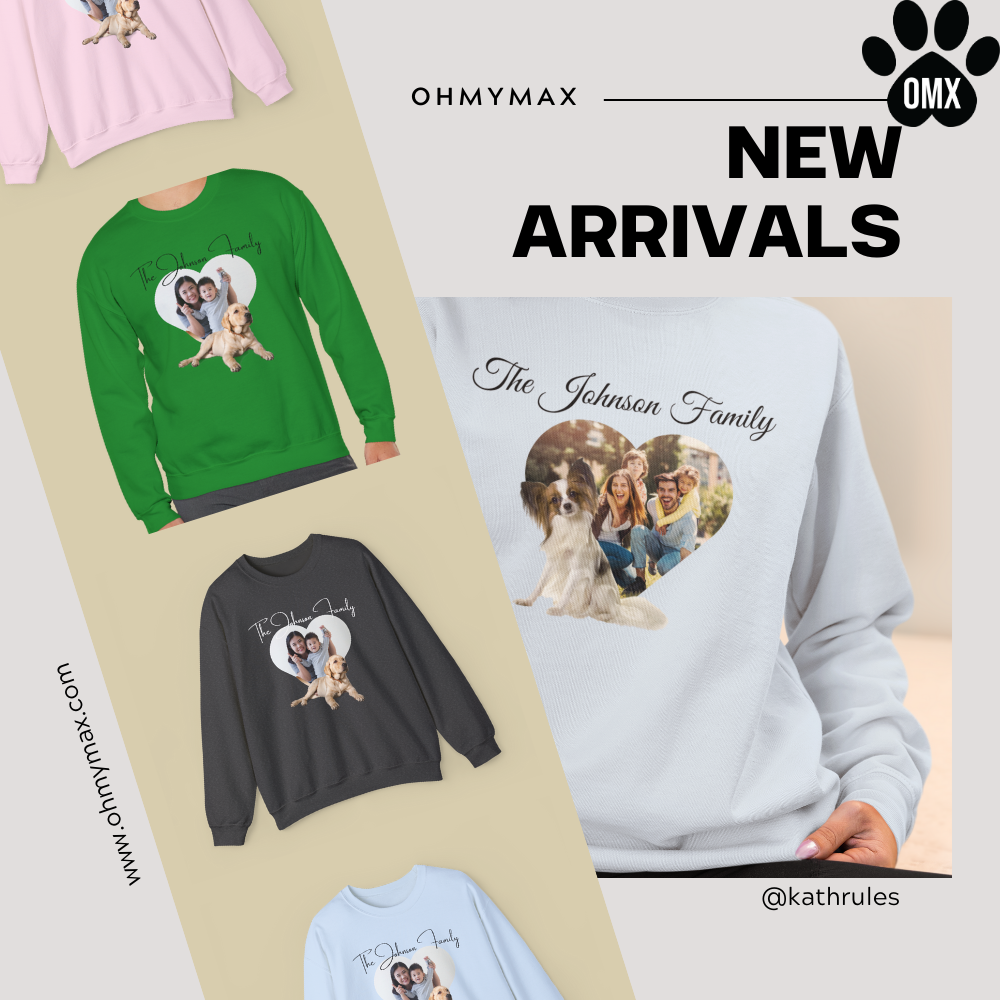 Hoodie, Custom Family Matching Sweater & Dog Hoodie, Personalized Pet Photo & Family Name, Holiday Outfit for Dogs & Owners, The “Johnson” Family
