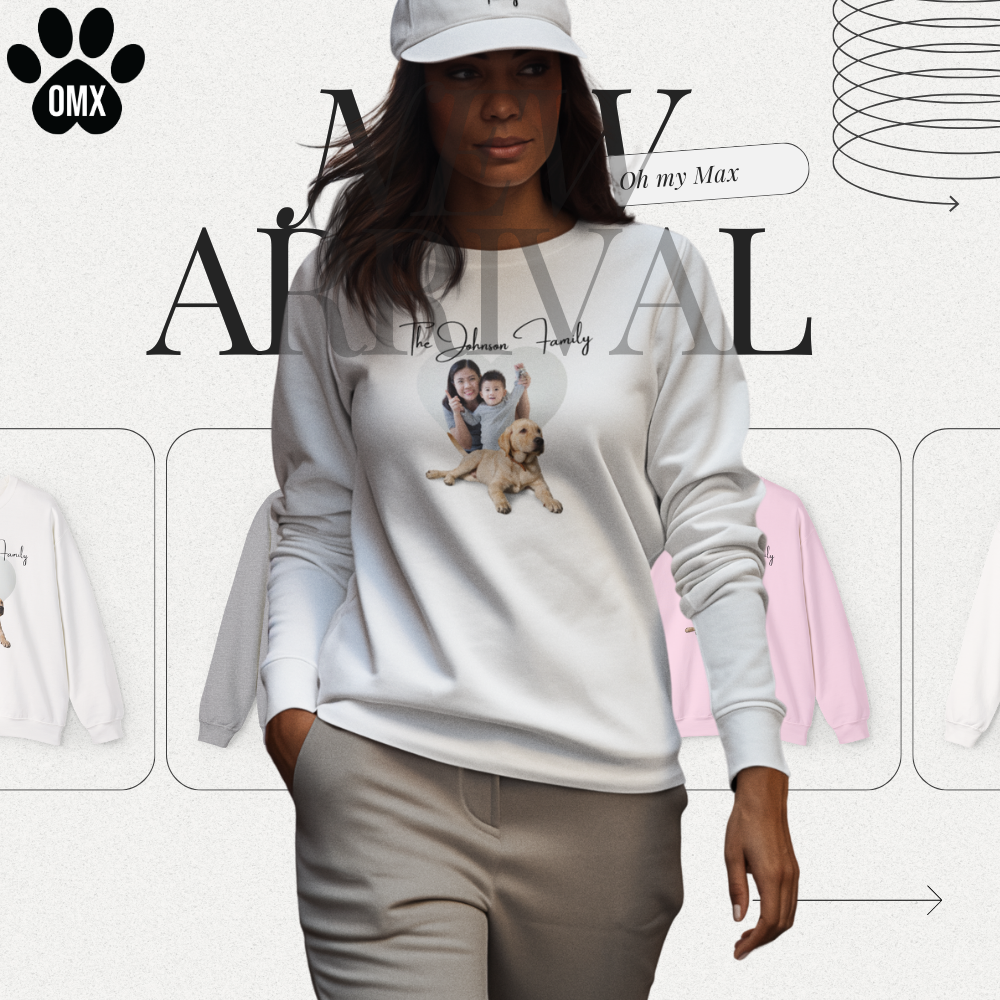 Hoodie, Custom Family Matching Sweater & Dog Hoodie, Personalized Pet Photo & Family Name, Holiday Outfit for Dogs & Owners, The “Johnson” Family