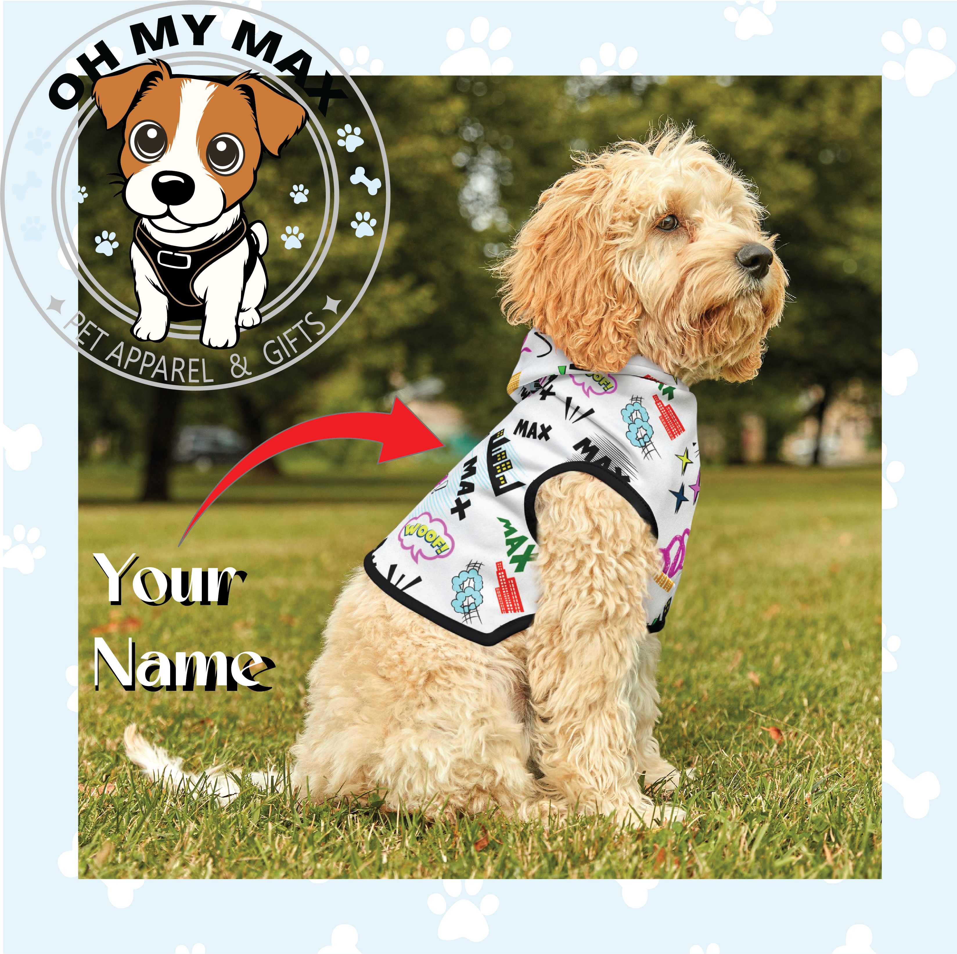 Hoodie, Custom Dog Hoodie – Personalized Pet Sweatshirt with Name | Cozy & Cute Apparel for Dogs and Cats